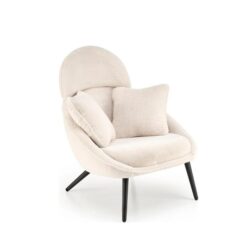 Morgan Boucle Fabric Armchair Accent Relaxing Lounge Chair Metal Legs White/Black