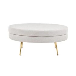 Oscar Luxurious Plush Linen Fabric Ottoman Bench Foot Stool Large - Beige
