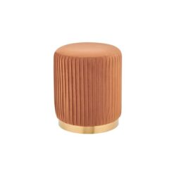 Panama Pleated Velvet Fabric Ottoman Bench Foot Stool - Copper