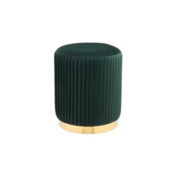 Panama Pleated Velvet Fabric Ottoman Bench Foot Stool - Forest Green