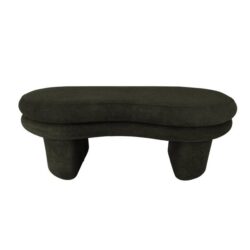 River Curved Moden Fabric Bench Seat Ottoman Green