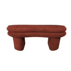 River Curved Moden Fabric Bench Seat Ottoman Red