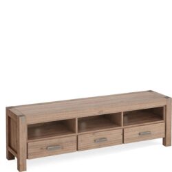 TV Cabinet with 3 Storage Drawers with Shelf Solid Acacia Wooden Frame Entertainment Unit in Oak Colour