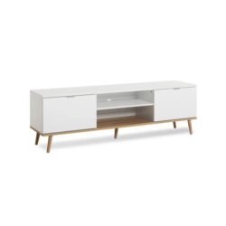Thea Scandinavian Lowline Entertainment Unit TV Stand W/ 2-Doors - White/Oak