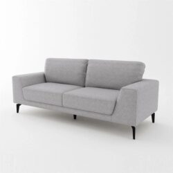 3 Seater Sofa Light Grey Fabric Lounge Set for Living Room Couch with Solid Wooden Frame Black Legs
