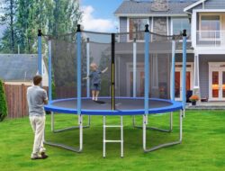 Costway10/12/14 FT Outdoor Trampoline with Enclosure Net and Ladder-14FT