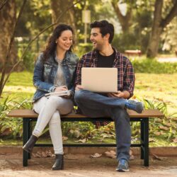 Costway120cm 2-Person Outdoor Bench with Slatted Seat-Brown