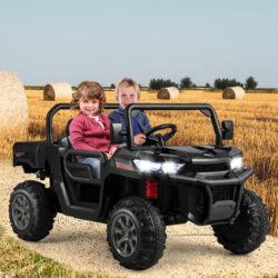 Costway12V 2-Seater Kids Ride On Dump Truck with Shovel and Remote Control-Black