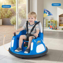 Costway12V Kids Ride On Bumper Car with Flashing Lights and Remote Control-Navy