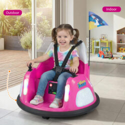 Costway12V Kids Ride On Bumper Car with Flashing Lights and Remote Control-Pink