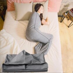 Hooded Sleep Pod: Kids Wearable Blanket - Comfy Hooded Cocoon, Cooling, Machine Washable (Grey, 150×40cm)