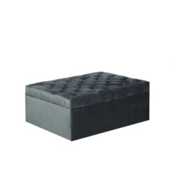 Modern Velvet Fabric Foot Stool Ottoman Bench Sofa Bed Dark Grey