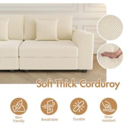 Advwin 215cm Sofa Corduroy Modular Couch (Pre-Order)