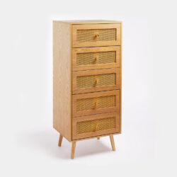 5 Drawer Rattan Tall Chest of Drawers
