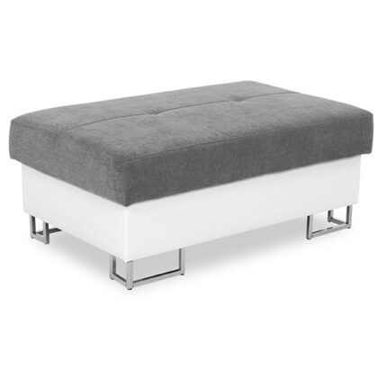 Acker Fabric Footstool In Grey And White