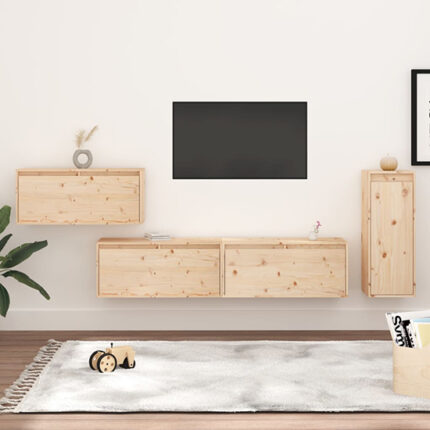 Addax Solid Pinewood Entertainment Unit In Natural