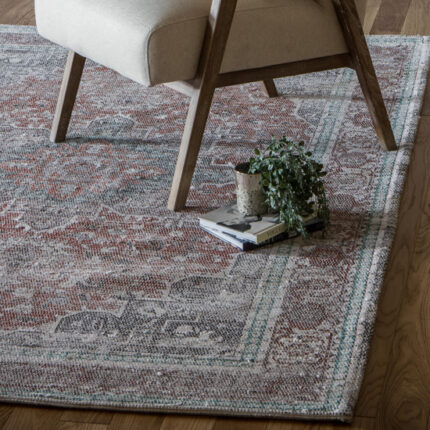 Adlance Polyester Fabric Vintage Rug In Multicoloured