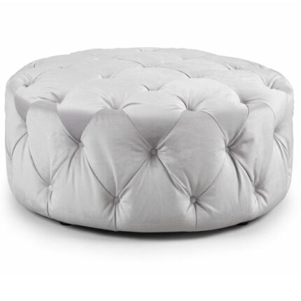 Ahern Plush Velvet Footstool In Silver