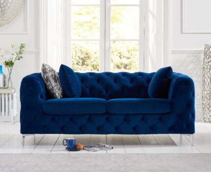 Alara Blue Velvet 2 Seater Sofa