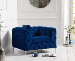 Alara Blue Velvet Armchair