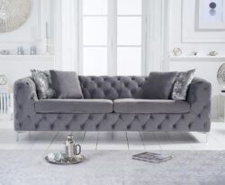 Alara Light Grey Velvet 3 Seater Sofa