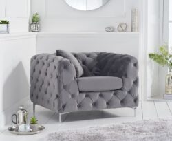 Alara Light Grey Velvet Armchair