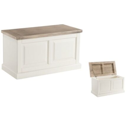 Alaya Wooden Blanket Box In Stone White Finish