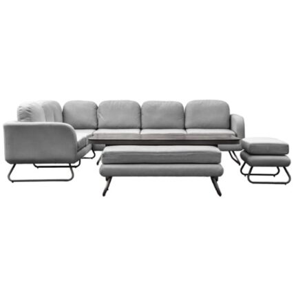 Alcona Garden Dining Set With Rising Table In Slate