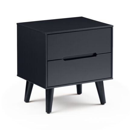 Alicia - 2 Drawer Bedside Table - Grey - Wooden