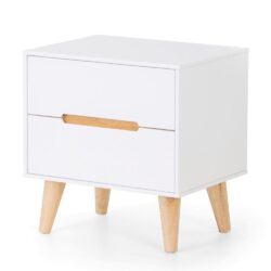 Alicia - 2 Drawer Bedside Table - White/Oak - Wooden