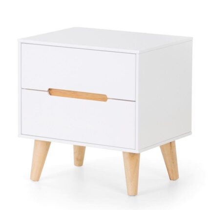 Alicia - 2 Drawer Bedside Table - White/Oak - Wooden