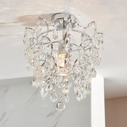 Alisona Flush Bathroom Chandelier Ceiling Light In Chrome