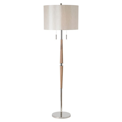 Altesse Natural Faux Shade Floor Lamp In Polished Nickel