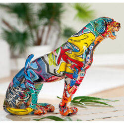 Ameli Leopard Pop Art Poly Design Sculpture In Multicolor