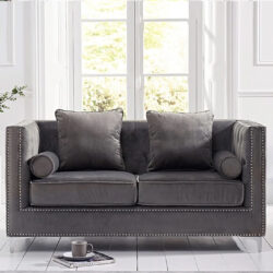 Amelie Grey Velvet 2 Seater Sofa