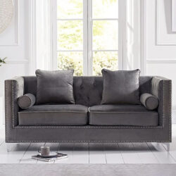 Amelie Grey Velvet 3 Seater Sofa