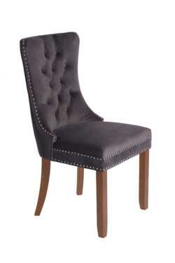 Antoinette Smoke Grey Dining Chair - Walnut Legs