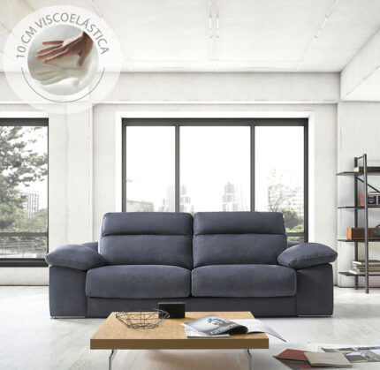 Ariel Genuine 3 Seater Memory Foam Seat Italian Grey Fabric Sofa