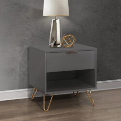 Arlo - 1 Drawer Bedside Table - Charcoal - Wooden/Metal