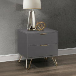 Arlo - 2 Drawer Bedside Table - Charcoal - Wooden/Metal