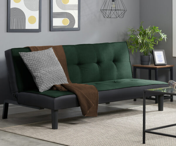 Aurora - 2 Seater Sofa Bed - Green -Velvet