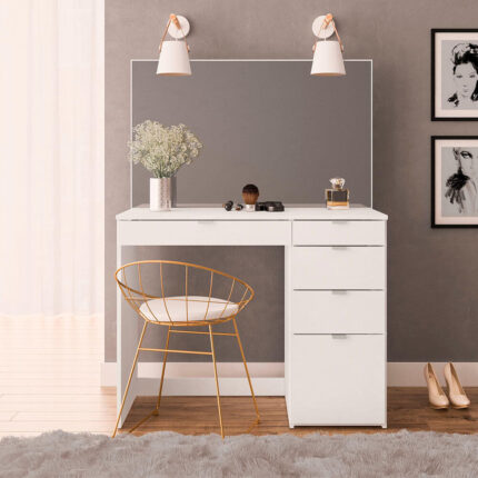 Ava - 5 Drawer Dressing Table - White - Wooden