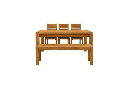 Bakerloo Large Extending Table, 3 Chairs and Bench Dining Set