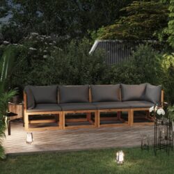 Basile Solid Wood Garden 4 Seater Sofa With Dark Grey Cushions