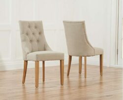 Beatrix Cream Fabric Oak Leg Dining Chairs