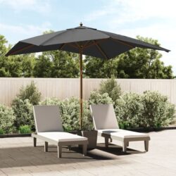 Belle Fabric Garden Parasol In Anthracite With Wooden Pole