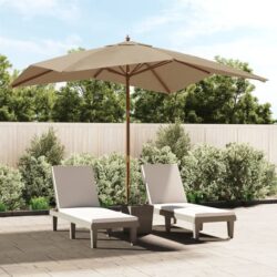 Belle Fabric Garden Parasol In Taupe With Wooden Pole