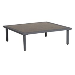 Beox Outdoor Flint Pebble Wooden Top Side Table In Grey