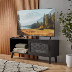 Black Rattan TV Unit - Living Room Furniture - VonHaus