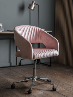 Blush Velvet Office Chair